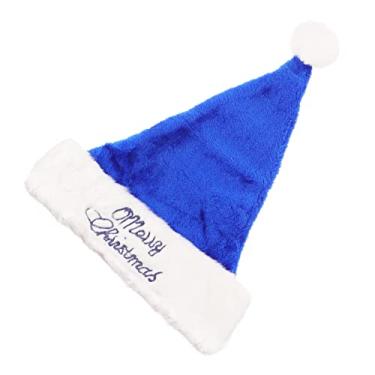 Imagem de OKUMEYR Gorro do Papai Noel decorações azuis chapéu de papai noel chapéus de natal para crianças chapéus de papai noel chapéus de feliz natal chapéu de natal roupas acessórios