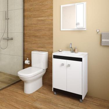 Imagem de Gabinete para Banheiro 2 Portas com Cuba e Espelheira Ozini Branco/Preto