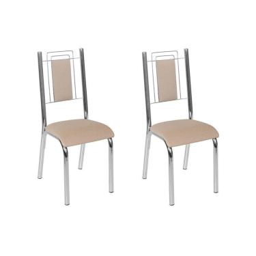 Imagem de Conjunto com 2 Cadeiras para Sala de Jantar Bela Cromado/Linho Bege