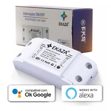 Imagem de Módulo Interruptor smart Bluetooth wi-fi inteligente Ekaza T-106 1 Canal Bivolt 110/220 ONOFF com assistente de voz app celular liga luz tomada bomba 