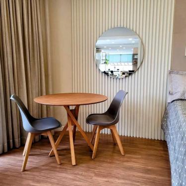 Imagem de Mesa De Jantar Redonda 4 Lugares 90cm Em Madeira - Freijó