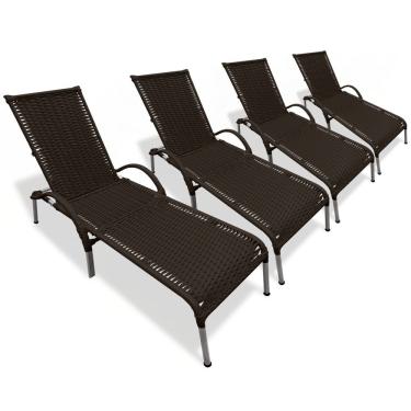 Imagem de Kit 4 Cadeiras/Espreguiçadeiras Julia P/ Piscina