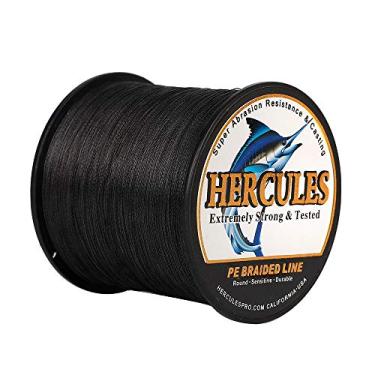 Imagem de Hercules Linha de pesca trançada super forte 4 fios super econômico de 1,8 kg a 2,3 kg Teste para água salgada, 109/328 / 547/1094 jardas (100 m / 300 m / 500 m / 1000 m), Diam# 0,08 mm - 0,55 mm, alta qualidade, Preto, 100LB(45.4KG)-0.55MM-328YDS(300M)