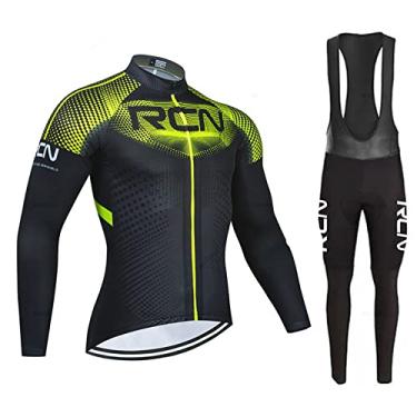 Imagem de Camisa de ciclismo de inverno de equipe térmica de lã para corrida de bicicleta Mountian roupas masculinas leves calças de babador de manga comprida, amarelo, PP (160 cm/53 kg)