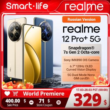 Imagem de Realme-12 Pro Plus Smartphone 5G  Câmera Retrato Periscópio  Sony IMX890 OIS  Snapdragon 7s Gen 2