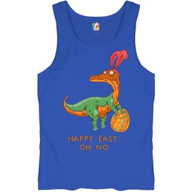Imagem de Camiseta regata masculina Happy Easter Oh No Egg Hunting Dinosaur, Azul, XXG