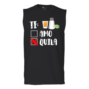Imagem de Camiseta divertida Te Amo or Tequila Muscle Five De Mayo & Drinko Mexican sem mangas, Preto, P