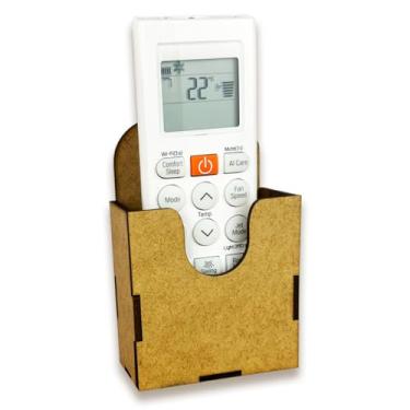 Imagem de Suporte De Parede Porta 1 Controle Remoto Ar Tv Som Mdf Marrom Claro
