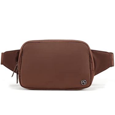 Imagem de Pander Bolsa de cinto grande 2L, pochete de nylon para mulheres e homens com alça ajustável, Coca Mocha, Large, liso