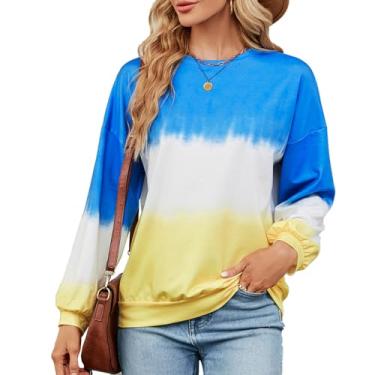 Imagem de yk8fass Camiseta estampada com gola redonda hw-7790, Azul, amarelo, GG