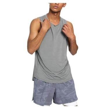 Imagem de Camiseta de compressão masculina Active Vest Body Building Slim Fit Workout Quick Dry Muscle Fitness Tank, Cinza-claro, XG