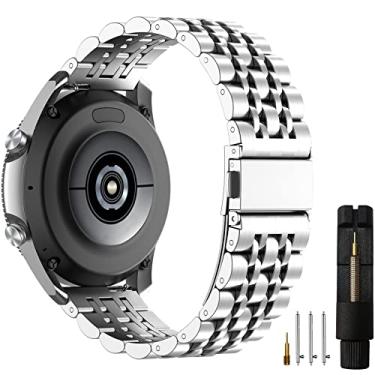 Imagem de EZMVZKU Pulseiras de 22 mm compatíveis com Galaxy Watch 3 de 45 mm/Gear S3, pulseiras de metal de aço inoxidável de ajuste rápido para Garmin Venu 3/2/Forerunner 265/745/Amazfit GTR4/3/2/huawei watch