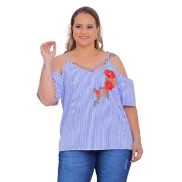 Imagem de Blusa Plus Size Ciganinha Em Tricoline Estampada Premium-Feminino