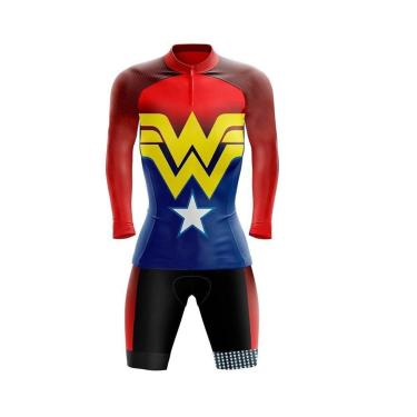 Imagem de Conjunto Ciclismo Feminino Bermuda e Camisa Manga Longa GPX Mulher Maravilha-Feminino