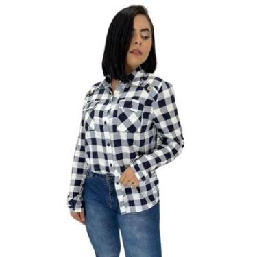 Imagem de Camisa Xadrez Feminina Blusa Camiseta Manga Longa Junina-Feminino