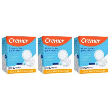 Imagem de Kit 3 Cxs Absorvente P/seios Cremer Super Confort C/30