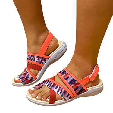 Imagem de Sandálias femininas elegantes de verão, sandálias de plataforma com suporte de arco respirável para praia, Multicolorido, 8.5