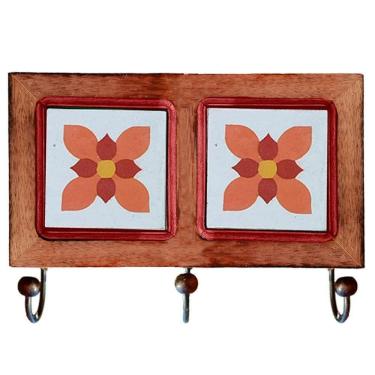 Imagem de Cabideiro De Parede Rustico Ladrilho Hidraulico Para Roupas Bolsas Chaves J2