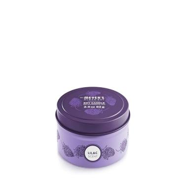 Imagem de Vela de lata de soja perfumada Mrs. Meyers Clean Day, 12 horas de tempo de queima, feita com cera de soja e óleos essenciais, lilás, 82 g