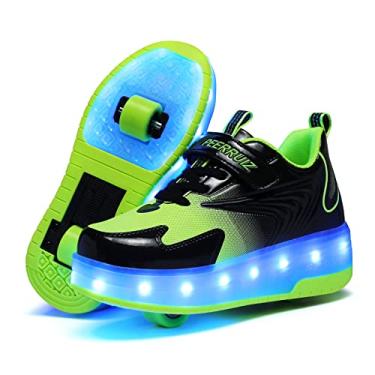 Imagem de BFOEL Tênis esportivo Spider Roller Skates Light Up com LED recarregável USB para meninos e meninas, crianças, aniversário, Ação de Graças, Natal, melhor presente, 812_preto, verde, 5 Big Kid