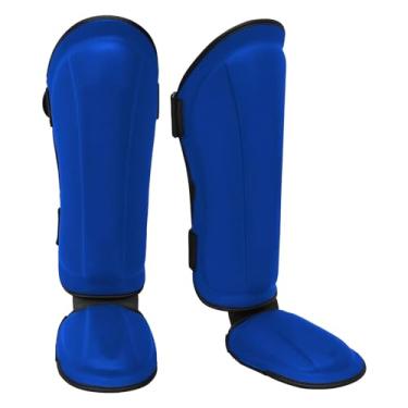 Imagem de Amagogo Muay thai caneleiras proteção confortável multifuncional perna pé guardas caneleiras almofadas para kickboxing mma sanda, Azul M 38cmx18cm