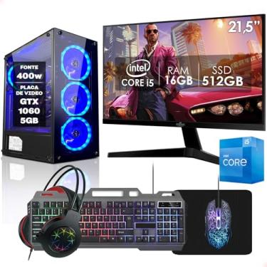 Imagem de PC Gamer Completo Intel Core i5 16GB SSD 512GB GeForce GTX 1060 5GB Monitor 21,5" Kit Gamer Fonte 400W Strong Tech