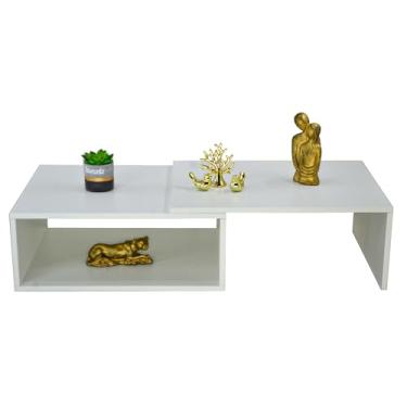 Imagem de Mesa de Centro Retangular para Sala Estar Apoio Decorativa MDF (Branco)