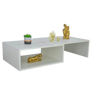 Imagem de Mesa de Centro Retangular para Sala Estar Decorativa Apoio MDF (Branco)
