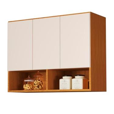 Imagem de Armario Aéreo Organizador Multiuso Quarto Sala Bela 3 Portas (Nature/Off White)