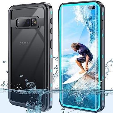 Imagem de EFFUN Capa à prova d'água para Samsung Galaxy S10 Plus, protetor de tela integrado totalmente selado IP68, azul aqua