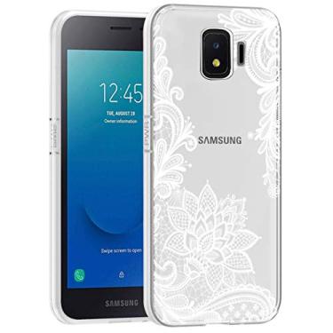 Imagem de Ueokeird Capa de telefone para Galaxy J2 Core/Galaxy J2 Shine/Galaxy J2 Pure/Galaxy J2 Dash/Galaxy J2 2019 capa feminina, fina e transparente com estampa floral macia TPU capa protetora para Samsung