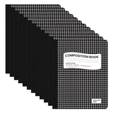 Imagem de E-CLIPS USA Cadernos de composição, pautado quádruplo, caderno de composição de papel milimetrado, capa dura, 100 folhas, 24 x 19 cm (pacote com 12)