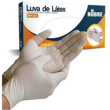 Imagem de Luva Descartável Látex Sem Pó Nobre 100 Unidades Tamanho P