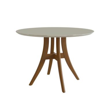 Imagem de Mesa de Jantar Redonda 4 Lugares com Tampo de Vidro 109cm Ref 910 Imbuia