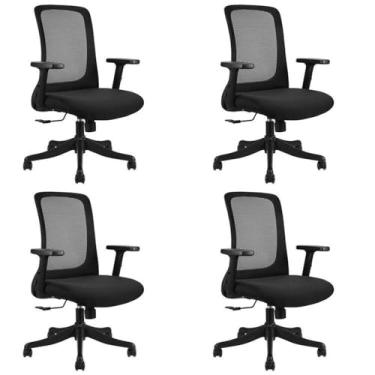 Imagem de Conjunto com 4 Cadeiras para Escritório Diretor Boston Office Nr17 Preto