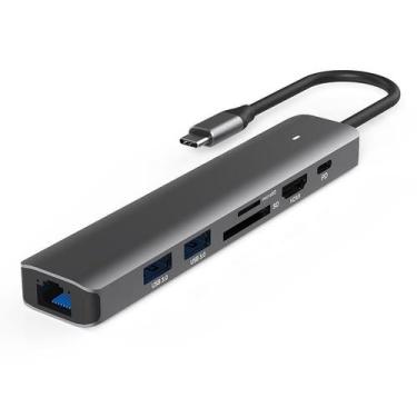 Imagem de Hub Adaptador Usb-C Usb Hdmi 4k 60hz Cartão SD TF LAN RJ45 - BLUEENDLE