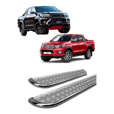 Imagem de Estribo Chapa Aço Cromado Para Hilux 2016 Até 2020 - HOZZ