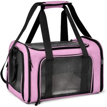 Imagem de Bolsa de Transporte para Pets, Nylon, Rosa, Dimensões 35x35x25 cm, Capacidade 10 kg, Cães e Gatos Luxo Carro e Avião, Rosa