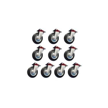Imagem de Kit 10 Rodízios Giratório De Borracha - Sem Trava - 3Pol - JST