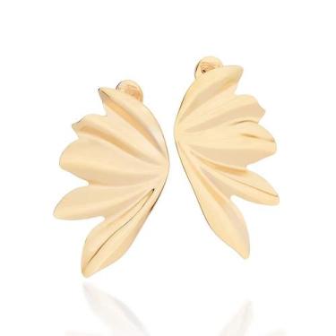 Imagem de Brincos rommanel banhado ouro 18k feminino grande maxi asa borboleta o