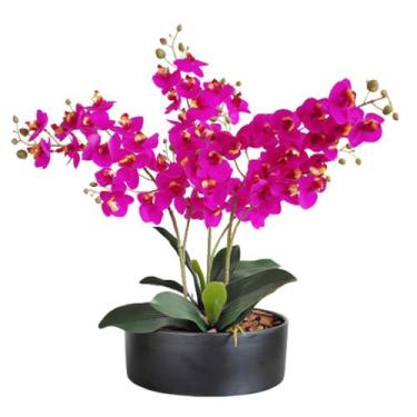 Imagem de Arranjo Orquídeas Real Artificial Fúcsia Vaso Cerâmica - La Caza Store