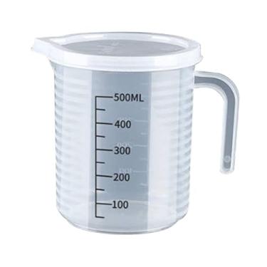 Imagem de YWJLQH Copo Medidor com Escala Recipiente para Líquidos Acessórios de Cozinha Jarra Medidora com Tampa para Loja de Chá Housheold Kitchen Leite, 500ml