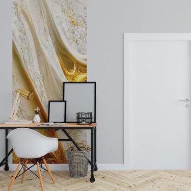 Imagem de Papel de Parede Painel 3D Mármore Calacata Branco Ouro 1M Revestimento