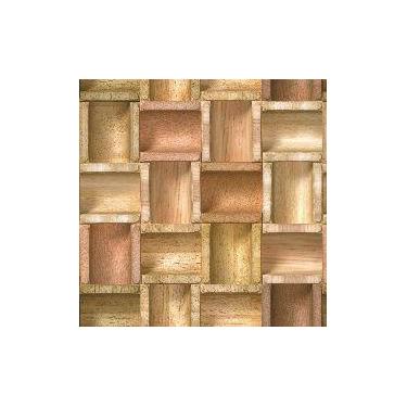 Imagem de Papel de Parede Adesivo Lavável Mosáico 3D de Madeiras 9m - Colaí
