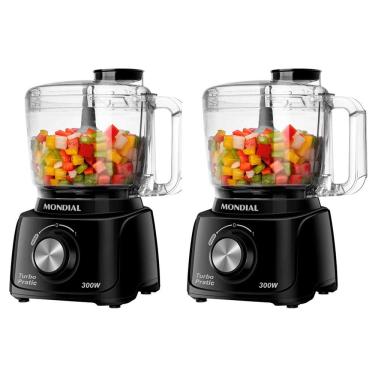Imagem de Kit 2 Mini Processador Mondial Turbo Pratic 300W MP-16-B 220V