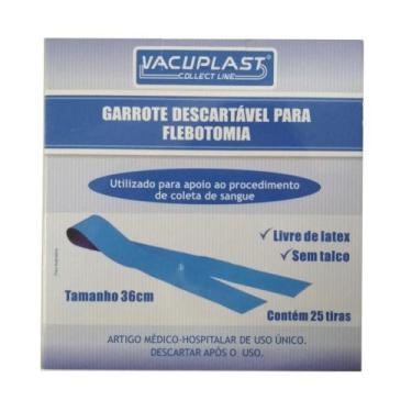 Imagem de Garrote Descartável 36Cm Torniquete Para Flebotomia 25 Tiras - Vacupla