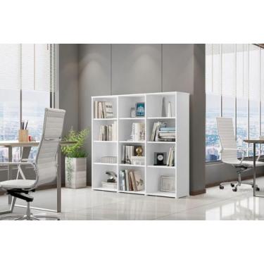 Imagem de Livreiro Multiuso 9 Prateleiras Trinidad Branco Bela Casa - Bela Casa 