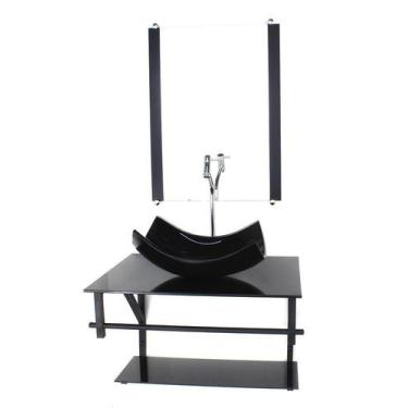 Imagem de Gabinete Vidro Banheiro 60Cm Ap Cuba Retangular Curvada - Cubas E Gabi