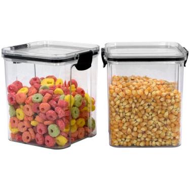 Imagem de Kit 2 Potes Organizadores 1 Litro Tampa Hermético Alimentos - Plasnort