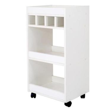 Imagem de Carrinho Organizador Multiuso Prateleiras Com Rodinha Branco - Decorar